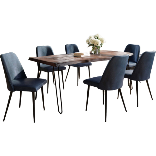 Nature's Edge 5 Piece Dining Set in Slate Finish Wood, Metal & Blueberry Fabric