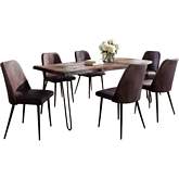 Nature's Edge 5 Piece Dining Set in Slate Finish Wood, Metal & Dark Brown Fabric