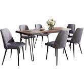 Nature's Edge 5 Piece Dining Set in Slate Finish Wood, Metal & Grey Fabric