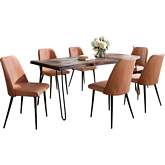 Nature's Edge 5 Piece Dining Set in Slate Finish Wood, Metal & Light Brown Fabric