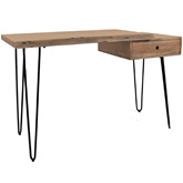 Nature's Edge Desk with Drawer in Natural Finish Wood & Iron