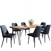 Nature's Edge 5 Piece Dining Set in Natural Finish Wood, Metal & Blueberry Fabric by Jofran
