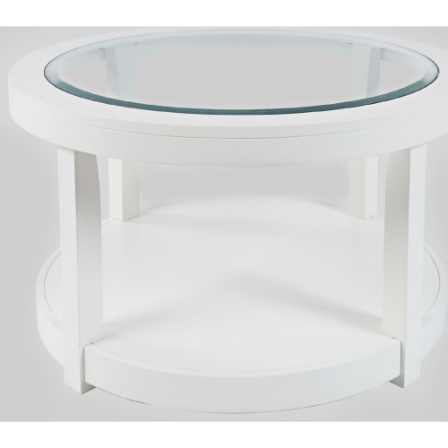 Urban Icon Round Coffee Table with Tempered Glass Inlay in White