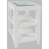 Urban Icon Storage Side Table with Tempered Glass Inlay in White