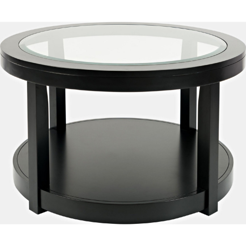 Urban Icon Round Coffee Table with Tempered Glass Inlay in Black