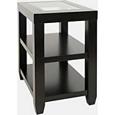Urban Icon Storage Side Table with Tempered Glass Inlay in Black