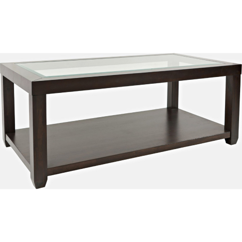 Urban Icon Coffee Table with Tempered Glass Inlay in Merlot
