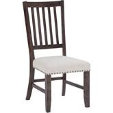 Willow Creek Slat Back Dining Chair in Distressed Pine & Fabric (Set of 2)
