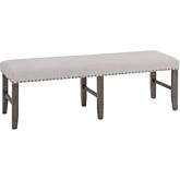 Willow Creek Dining Bench in Distressed Pine & Fabric