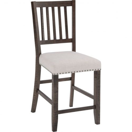 Willow Creek Slat Back Counter Stool in Distressed Pine & Fabric (Set of 2)