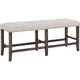 Willow Creek Counter Dining Bench in Distressed Pine & Fabric