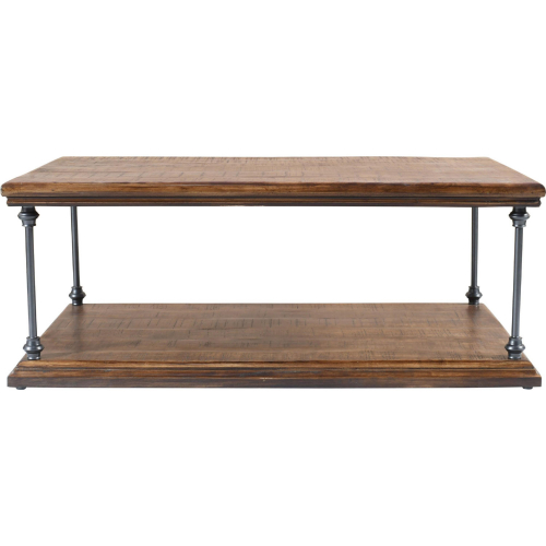 Larson 50" Coffee Table with Storage in Distressed Wood & Iron