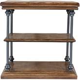 Larson Square End Table with Storage in Distressed Brown Wood & Iron