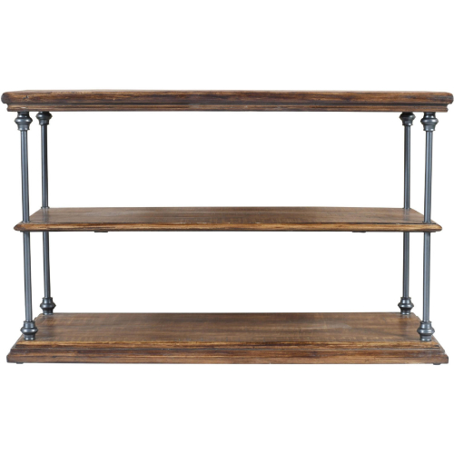Larson 48" Sofa Table with Storage in Distressed Wood & Iron