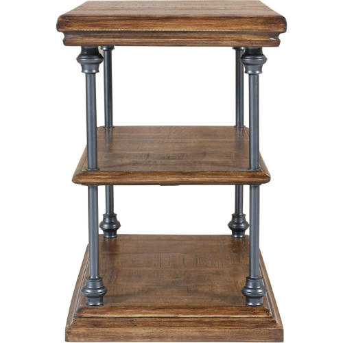 Larson Chairside End Table with Storage in Distressed Wood & Iron