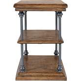 Larson Chairside End Table with Storage in Distressed Wood & Iron