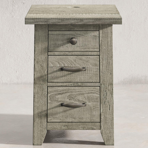 Telluride Chairside End Table with USB Charging in Driftwood Grey