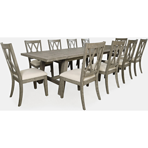 Telluride 11 Piece Extendable Dining Set in Driftwood Grey Distressed Pine