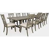 Telluride 11 Piece Extendable Dining Set in Driftwood Grey Distressed Pine