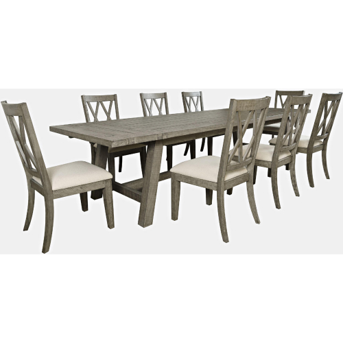 Telluride 9 Piece Extendable Dining Set in Driftwood Grey Distressed Pine