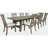 Telluride 9 Piece Extendable Dining Set in Driftwood Grey Distressed Pine