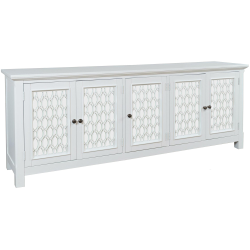 Isabella 86" Sideboard Cabinet in White Finish Wood & Mirror