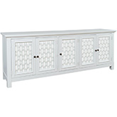 Isabella 86" Sideboard Cabinet in White Finish Wood & Mirror