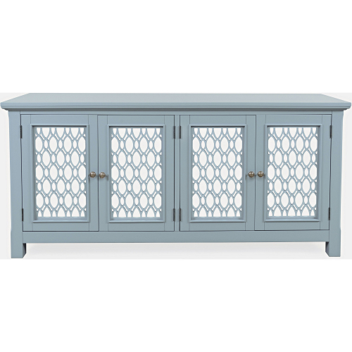 Isabella 69" Sideboard Cabinet in Blue Finish Wood & Mirror