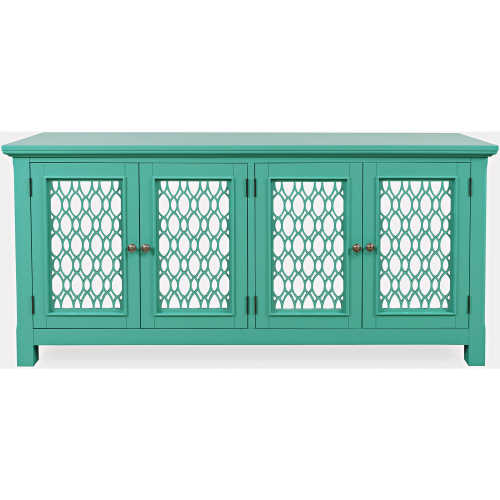 Isabella 69" Sideboard Cabinet in Aqua Blue Finish Wood & Mirror