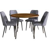 Brennan & Maddox 5 Piece 42" Round Dining Set in Mango Wood & Grey Eco Leather