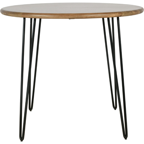 Brennan 42" Round Dining Table in Golden Brown Wood & Metal