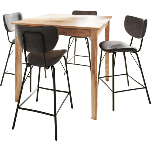 Colby 5 Piece Square Counter Height Dining Set in Wood & Grey Leatherette
