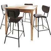 Colby 5 Piece Square Counter Height Dining Set in Wood & Grey Leatherette