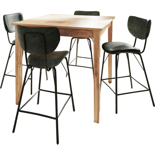 Colby 5 Piece Square Counter Height Dining Set in Wood & Jade Green Leatherette