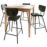 Colby 5 Piece Square Counter Height Dining Set in Wood & Jade Green Leatherette