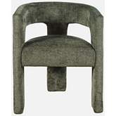 Gwen Sculpture Accent Arm Chair in Forest Green Jacquard Fabric