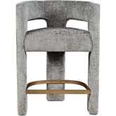 Gwen Sculpture Counter Stool in Grey Jacquard Fabric
