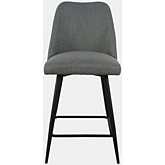 Macey Counter Stool in Blue Fabric & Black Iron (Set of 2)