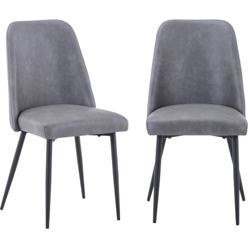 Maddox Dining Chair in Grey Leatherette & Metal (Set of 2)