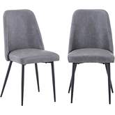 Maddox Dining Chair in Grey Leatherette & Metal (Set of 2)