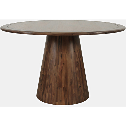 Nash 50" Round Pedestal Dining Table in Walnut Brown Finish