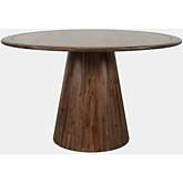 Nash 50" Round Pedestal Dining Table in Walnut Brown Finish