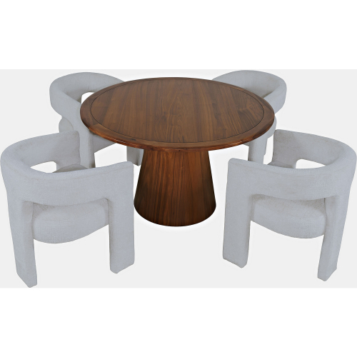 Gwen 5 Piece Dining Set in Walnut Finish Wood & Blue Fabric