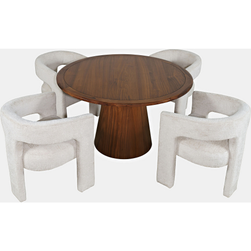 Gwen 5 Piece Dining Set in Walnut Finish Wood & Natural Fabric