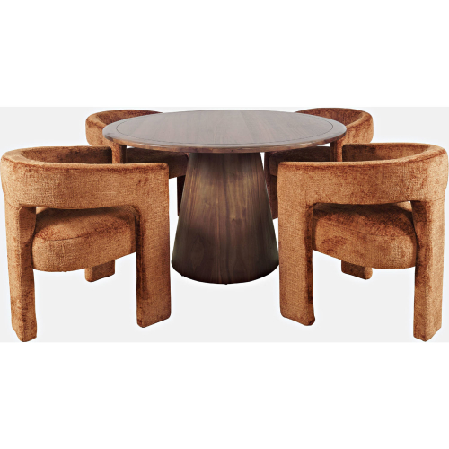 Gwen & Nash 5 Piece Dining Set in Walnut Finish & Rust Fabric