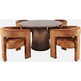 Gwen & Nash 5 Piece Dining Set in Walnut Finish & Rust Fabric