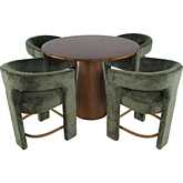 Gwen 5 Piece Nash & Gwen Counter Dining Set in Walnut Wood & Green Fabric