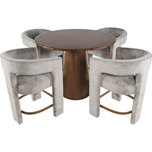 Gwen 5 Piece Nash & Gwen Counter Dining Set in Walnut Wood & Gray Fabric