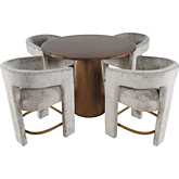 Gwen 5 Piece Nash & Gwen Counter Dining Set in Walnut Wood & Gray Fabric