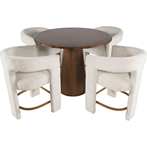 Gwen 5 Piece Nash & Gwen Counter Dining Set in Walnut Wood & Natural Fabric